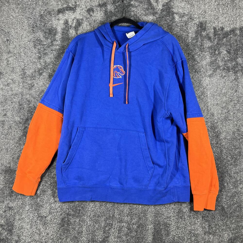 Nike Hoodie Mens L Blue Pullover Fleece Boise State Player Issued Ty Benefield